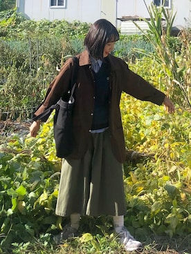 「韓国」｜「アイテム（ナイロンジャケット）」を使った、Ansu🇰🇷さん（レディース・155cm）の秋コーディネート