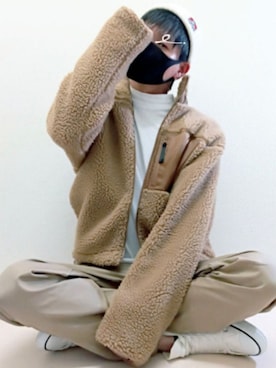 「アイテム（ニットキャップ/ビーニー、ホワイト系）」を使った、마론(マロン)さん（メンズ・174cm）の秋コーディネート