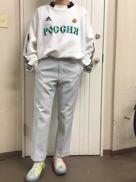 「Gosha Rubchinskiy（ゴーシャラブチンスキー）のアイテム（スウェット）」を使った、ぽよんつ （低身長）さん（メンズ・162cm）の秋コーディネート