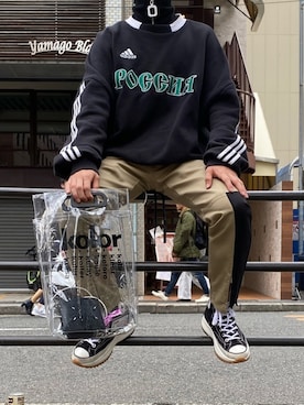 「Gosha Rubchinskiy（ゴーシャラブチンスキー）のアイテム（スウェット）」を使った、ぽよんつ （低身長）さん（メンズ・162cm）の秋コーディネート