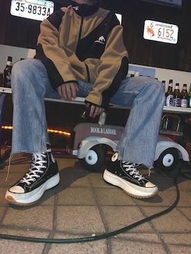 「FLAGSTUFF（フラグスタフ）のアイテム（ジャケット/アウター）」を使った、ぽよんつ （低身長）さん（メンズ・161cm）の秋コーディネート