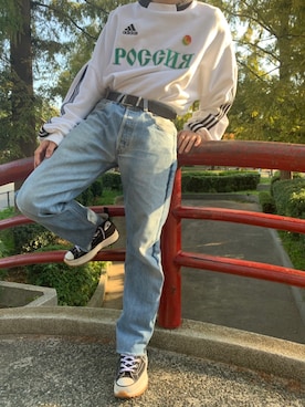 「Gosha Rubchinskiy（ゴーシャラブチンスキー）のアイテム（スウェット）」を使った、ぽよんつ （低身長）さん（メンズ・161cm）の秋コーディネート