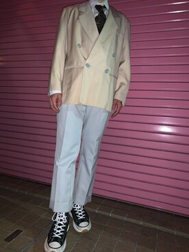 「Yves Saint Laurent（イヴサンローラン）のアイテム（フォーマルスーツ/小物）」を使った、ぽよんつ （低身長）さん（メンズ・161cm）の冬コーディネート
