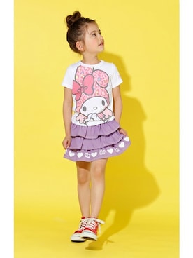 「アイテム（デニムスカート、パープル系）」を使った、BABYDOLL(ベビードール)さん（キッズ・113cm）の春コーディネート