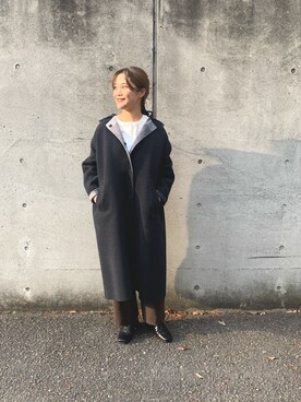 「30代ファッション」｜「アイテム（ノーカラーコート）」を使った、norico さん（レディース・160cm）の冬コーディネート