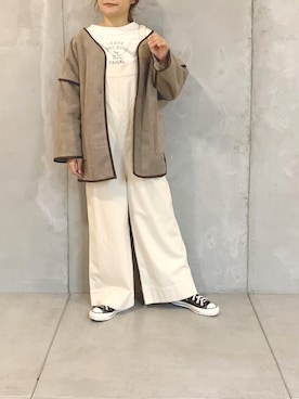 「30代ファッション」｜「アイテム（ノーカラーコート）」を使った、norico さん（レディース・160cm）の冬コーディネート
