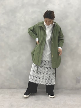 「レースワンピース」｜「アイテム（その他アウター）」を使った、norico さん（レディース・160cm）の冬コーディネート