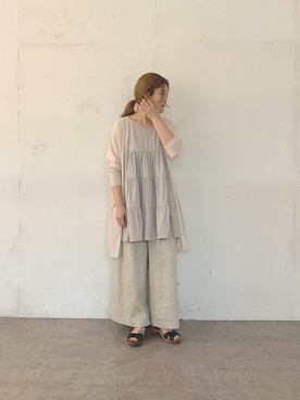 「PUAL CE CIN（ピュアルセシン）のアイテム（チュニック）」を使った、norico さん（レディース・160cm）の春コーディネート