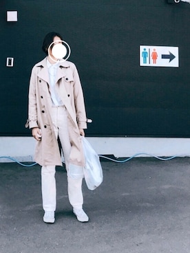 「H&M（エイチ・アンド・エム）のアイテム（シャツ/ブラウス、ホワイト系）」を使った、chanaさん（レディース・169cm）の春コーディネート