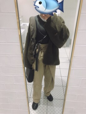 「ラップパンツ」｜「アイテム（その他アウター）」を使った、aeさん（レディース・154cm）の冬コーディネート