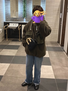 「アイテム（パーカー、グリーン系）」を使った、aeさん（レディース・154cm）の春コーディネート