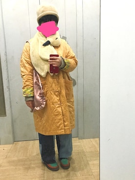 「I am I in fact...（アイアムアイインファクト）のアイテム（その他アウター）」を使った、雨山さん（レディース・153cm）の冬コーディネート