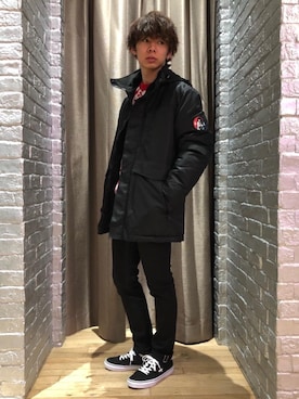 「HYSTERIC GLAMOUR（ヒステリックグラマー）のアイテム（マウンテンパーカー）」を使った、ryoheiさん（メンズ・170cm）の冬コーディネート