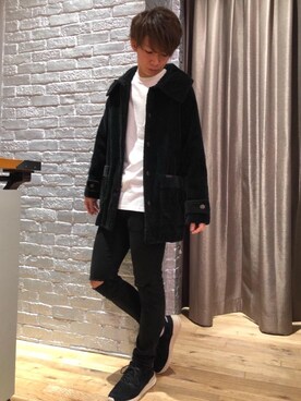 「スキニー」｜「アイテム（ピーコート）」を使った、ryoheiさん（メンズ・170cm）の秋コーディネート