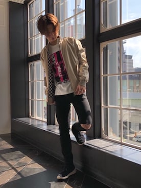 「パンクコーデ」｜「アイテム（ブルゾン）」を使った、ryoheiさん（メンズ・170cm）の春コーディネート