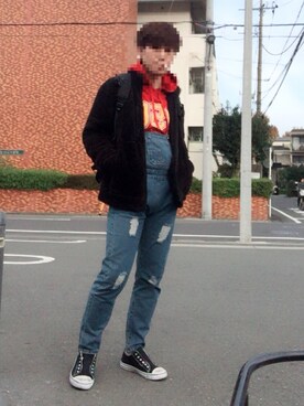 「Gregory」｜「アイテム（オールインワン・サロペット）」を使った、CHIBA TAKERUさん（メンズ・170cm）の冬コーディネート