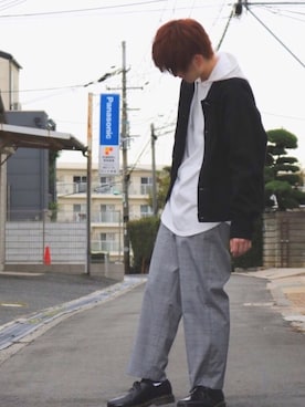 「グレンチェック」｜「アイテム（カバーオール）」を使った、たがしん。さん（メンズ・174cm）の秋コーディネート