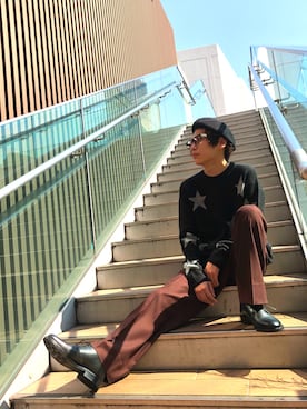 「tk.TAKEO KIKUCHI（ティーケータケオキクチ）のアイテム（パンツ）」を使った、tk.TAKEOKIKUCHI天王寺ミオさん（メンズ・170cm）の秋コーディネート