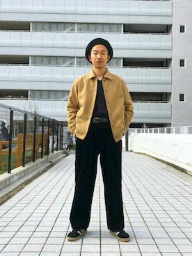 「tk.TAKEO KIKUCHI（ティーケータケオキクチ）のアイテム（帽子）」を使った、tk.TAKEOKIKUCHI天王寺ミオさん（メンズ・170cm）の冬コーディネート
