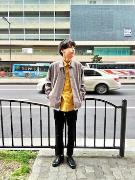 「tk.TAKEO KIKUCHI（ティーケータケオキクチ）のアイテム（パンツ）」を使った、tk.TAKEOKIKUCHI天王寺ミオさん（メンズ・170cm）の冬コーディネート