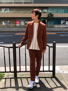 「tk.TAKEO KIKUCHI（ティーケータケオキクチ）のアイテム（テーラードジャケット）」を使った、tk.TAKEOKIKUCHI天王寺ミオさん（メンズ・170cm）の春コーディネート