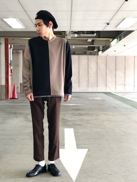 「tk.TAKEO KIKUCHI（ティーケータケオキクチ）のアイテム（スラックス）」を使った、tk.TAKEOKIKUCHI天王寺ミオさん（メンズ・172cm）の夏コーディネート