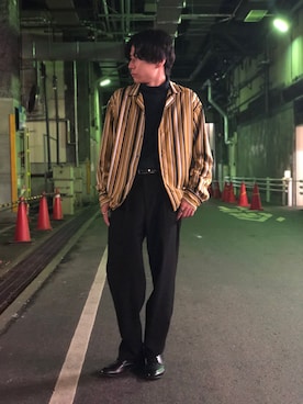 「tk.TAKEO KIKUCHI（ティーケータケオキクチ）のアイテム（スラックス）」を使った、tk.TAKEOKIKUCHI天王寺ミオさん（メンズ・172cm）の秋コーディネート