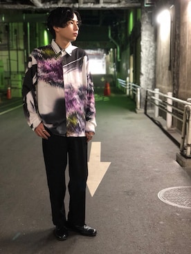 「tk.TAKEO KIKUCHI（ティーケータケオキクチ）のアイテム（スラックス）」を使った、tk.TAKEOKIKUCHI天王寺ミオさん（メンズ・172cm）の秋コーディネート