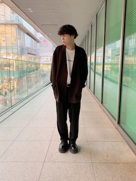 「tk.TAKEO KIKUCHI（ティーケータケオキクチ）のアイテム（パンツ）」を使った、tk.TAKEOKIKUCHI天王寺ミオさん（メンズ・175cm）の秋コーディネート