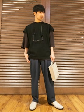 「tk.TAKEO KIKUCHI（ティーケータケオキクチ）のアイテム（バッグ）」を使った、tk.TAKEOKIKUCHI天王寺ミオさん（メンズ・165cm）の夏コーディネート