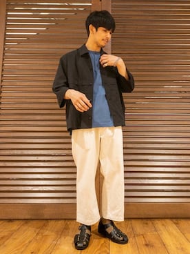「tk.TAKEO KIKUCHI（ティーケータケオキクチ）のアイテム（パンツ）」を使った、tk.TAKEOKIKUCHI天王寺ミオさん（メンズ・165cm）の夏コーディネート