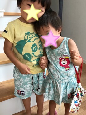 「JAM（ジャム）のアイテム（ワンピース/ドレス）」を使った、そら♡のあママさん（キッズ・90cm）の夏コーディネート
