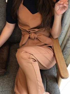 「アイテム（つなぎ/オールインワン、ベージュ系）」を使った、そら♡のあママさん（レディース・158cm）の秋コーディネート