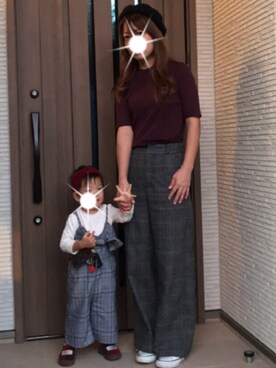 「AZUL by moussy（アズールバイマウジー）のアイテム（ハンチング/ベレー帽）」を使った、そら♡のあママさん（キッズ・90cm）の秋コーディネート