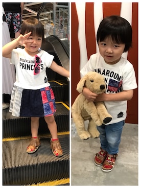 「Lee（リー）のアイテム（シューズ）」を使った、そら♡のあママさん（キッズ・100cm）の夏コーディネート