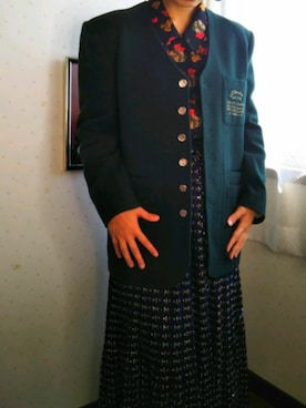 「古着好きな人と繋がりたい」｜「アイテム（ノーカラージャケット）」を使った、momofuku10029さん（レディース・156cm）の秋コーディネート