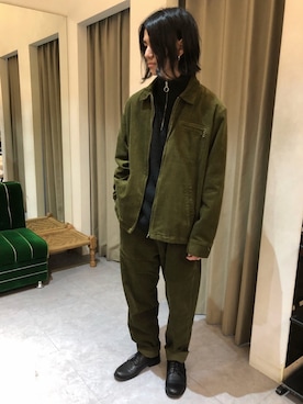 「カーキアウター」｜「アイテム（その他アウター）」を使った、HVC武蔵小山店さん（メンズ・172cm）の秋コーディネート