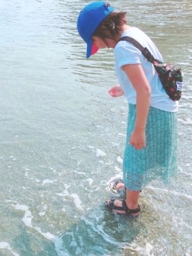 「OLD NAVY（オールドネイビー）のアイテム（キャップ）」を使った、ricoさん（キッズ・125cm）の秋コーディネート