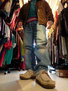 「carhartt」｜「アイテム（その他シューズ）」を使った、brigekさん（メンズ・165cm）の冬コーディネート
