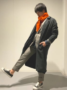 「マフラー」｜「アイテム（セットアップ）」を使った、ことぶき　ことぶくさん（メンズ・170cm）の秋コーディネート
