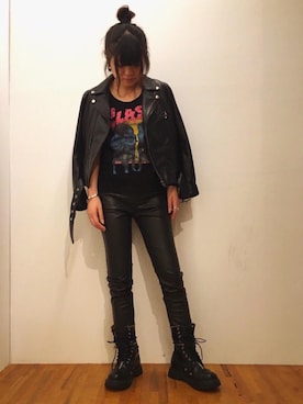 「パンク」｜「アイテム（ブルゾン）」を使った、Nomoさん（レディース・154cm）の秋コーディネート