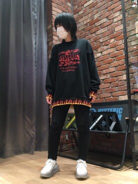 「ロックコーデ」｜「アイテム（スウェット）」を使った、Nomoさん（レディース・154cm）の秋コーディネート