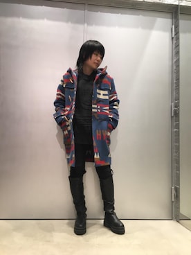 「HYSTERIC GLAMOUR（ヒステリックグラマー）のアイテム（ダッフルコート）」を使った、Nomoさん（レディース・154cm）の冬コーディネート
