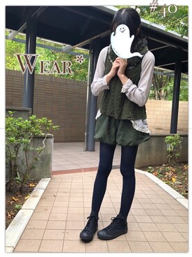 「アイテム（バレッタ/ヘアクリップ、ホワイト系）」を使った、nojiさん（レディース・165cm）の秋コーディネート