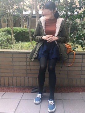 「JEANASIS（ジーナシス）のアイテム（モッズコート）」を使った、nojiさん（レディース・165cm）の春コーディネート