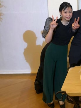 「お呼ばれ」｜「アイテム（スラックス）」を使った、▽未央△さん（レディース・155cm）の冬コーディネート