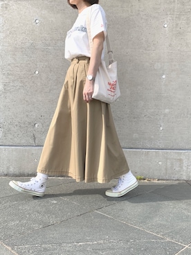 「Daniel Wellington（ダニエルウェリントン）の販売終了クラシックペティット アッシュフィールド32mm（アナログ腕時計）」を使った、greenさん（レディース・160cm）の春コーディネート