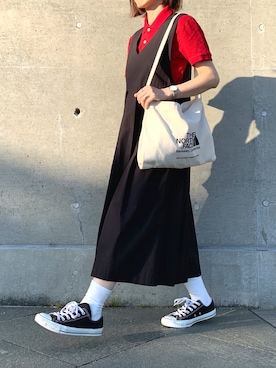 「Samansa Mos2 blue（サマンサモスモスブルー）のアイテム（オールインワン・サロペット）」を使った、greenさん（レディース・160cm）の秋コーディネート