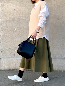 「MERLOT（メルロー）のアイテム（スカート）」を使った、greenさん（レディース・160cm）の秋コーディネート