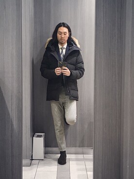 ダウンジャケット コートを使った ドレスアップ のメンズ人気ファッションコーディネート Wear